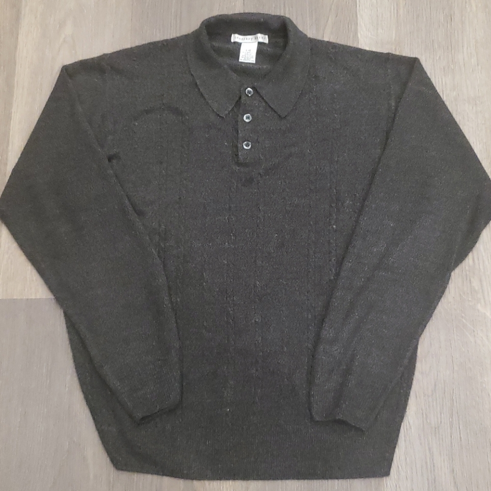 Geoffrey Beene Mens Dark Gray Buttoned Sweater